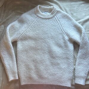 Sandro White Textured Crew Neck Sweater